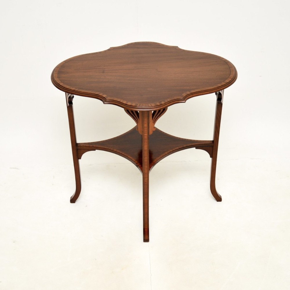 Antique Edwardian Inlaid Mahogany Occasional Side Table
