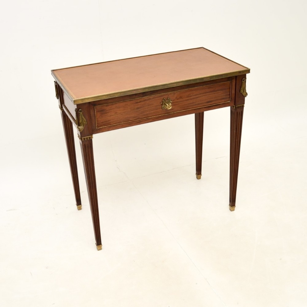 Antique French Mahogany Leather Top Writing Table
