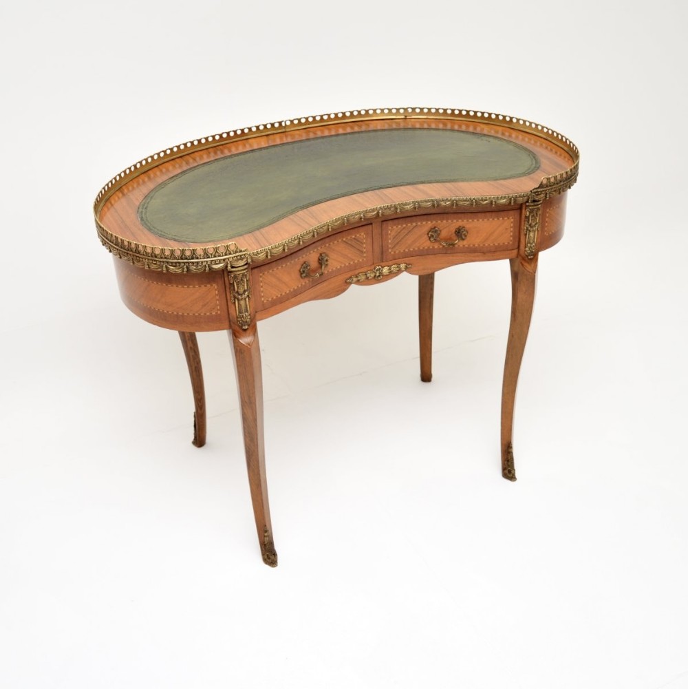 Antique French Kidney Shaped Leather Top Desk
