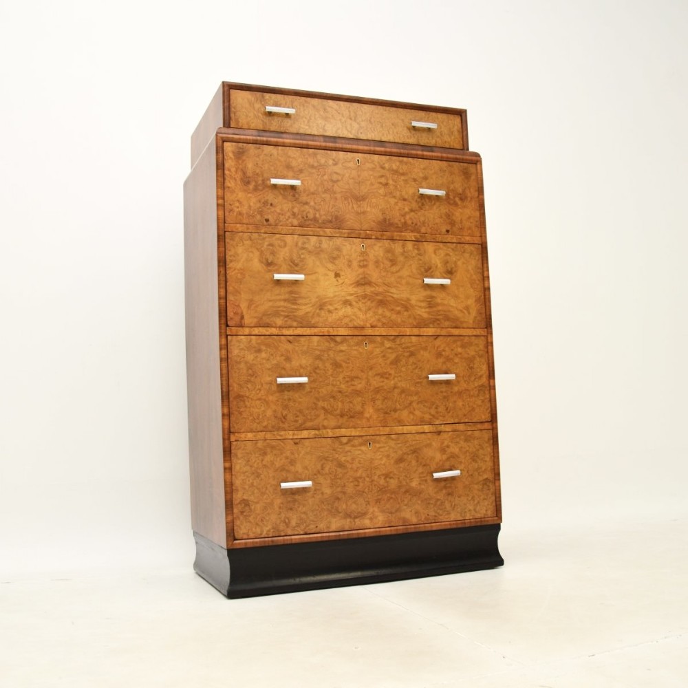 Art Deco Burr Elm and Walnut Chest of Drawers
