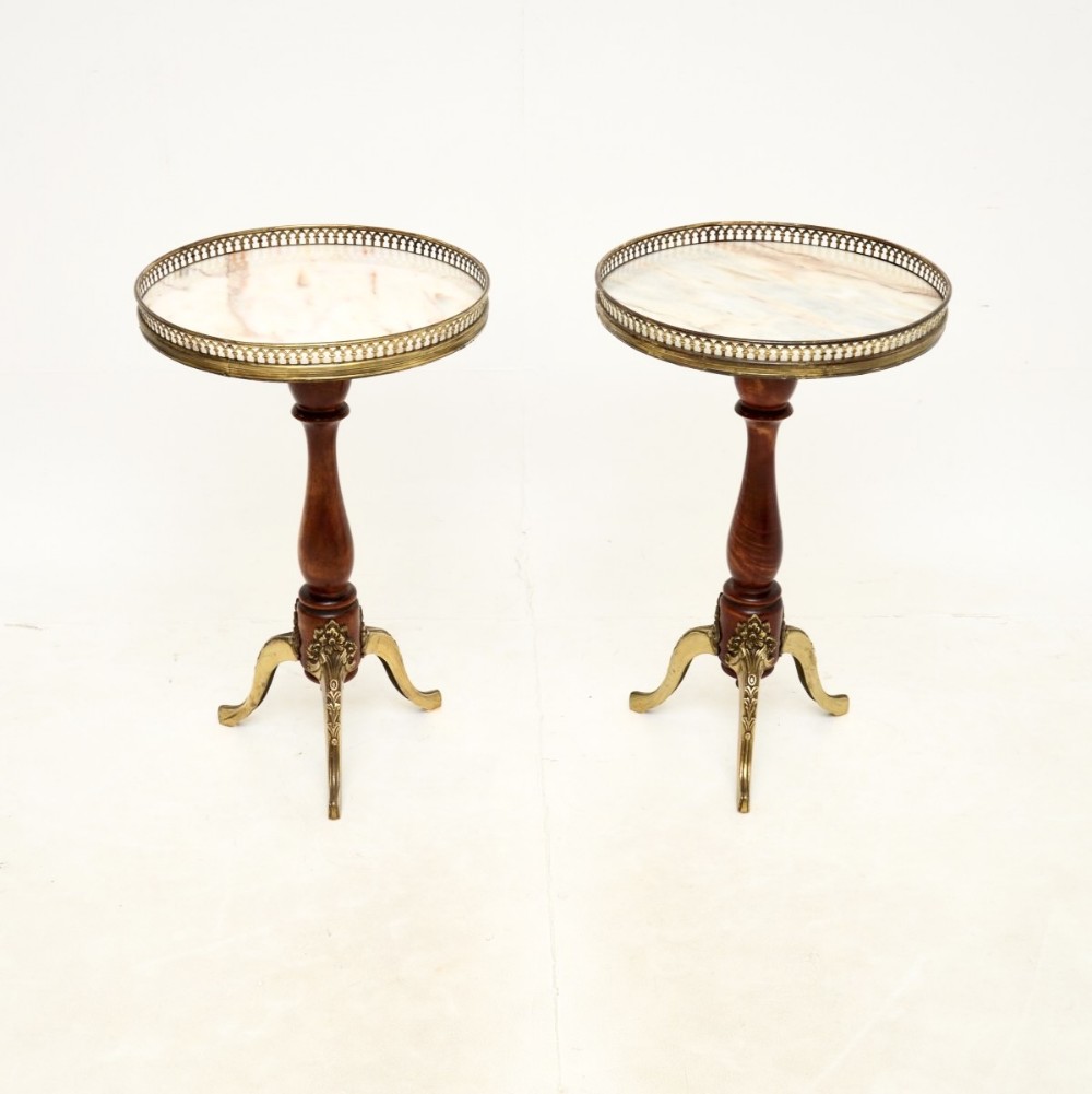 Pair of Antique French Marble Top Wine Tables
