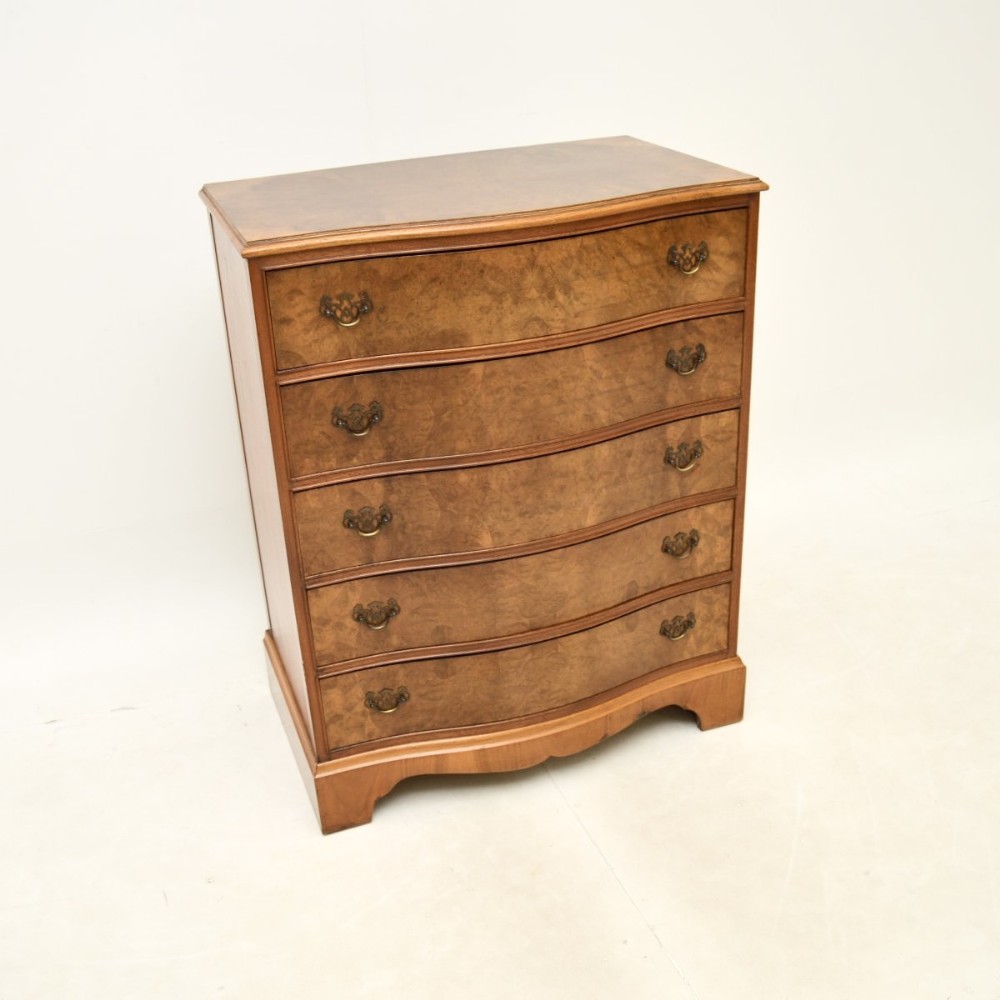 Antique Serpentine Burr Walnut Chest of Drawers

