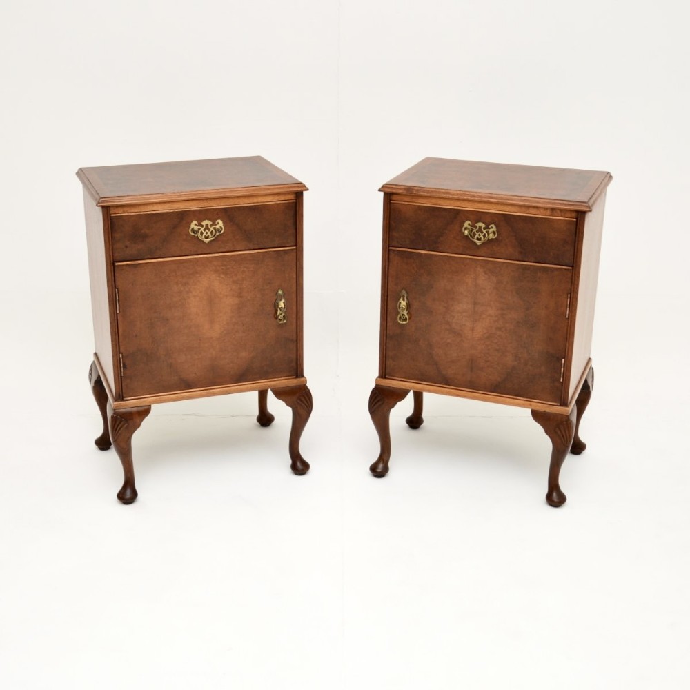 Pair of Antique Burr Walnut Bedside Cabinets
