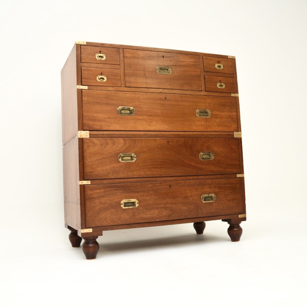 Antique Teak Military Campaign Chest of Drawers
