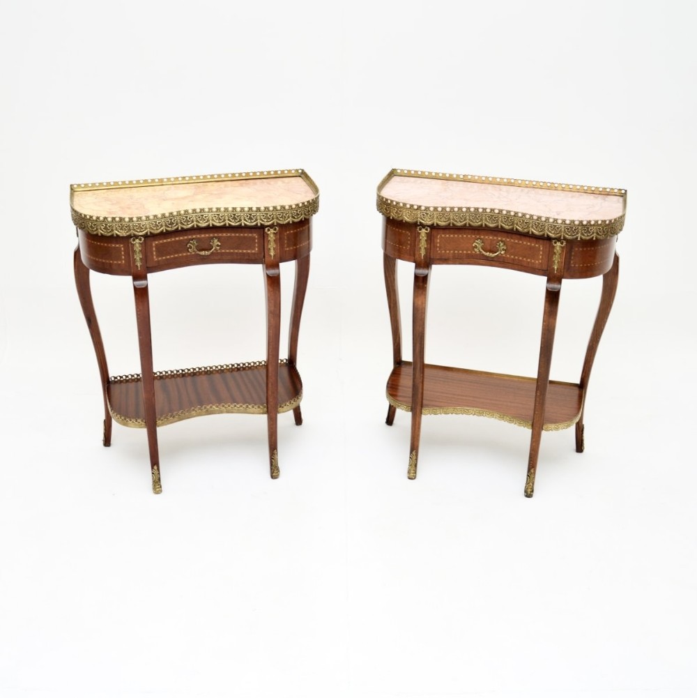 Pair of Antique French Marble Top Side Tables
