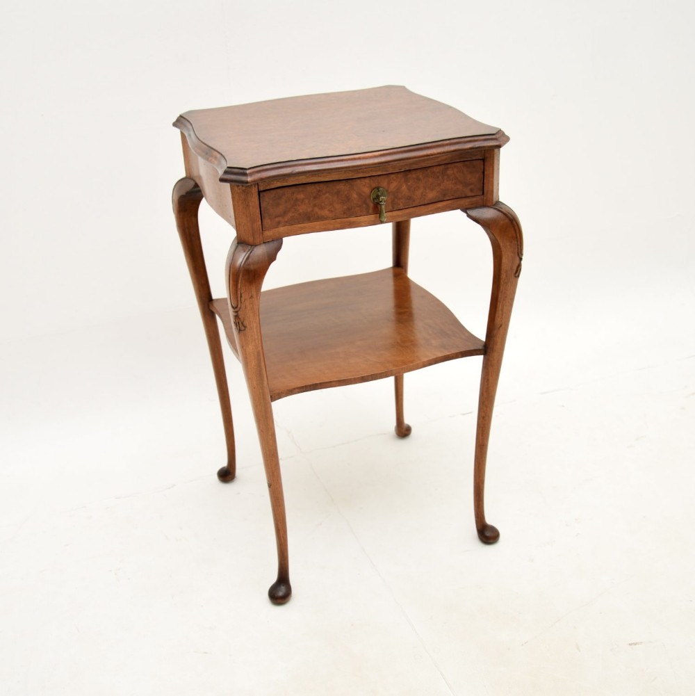 Antique Burr Walnut Two Tier Side Table
