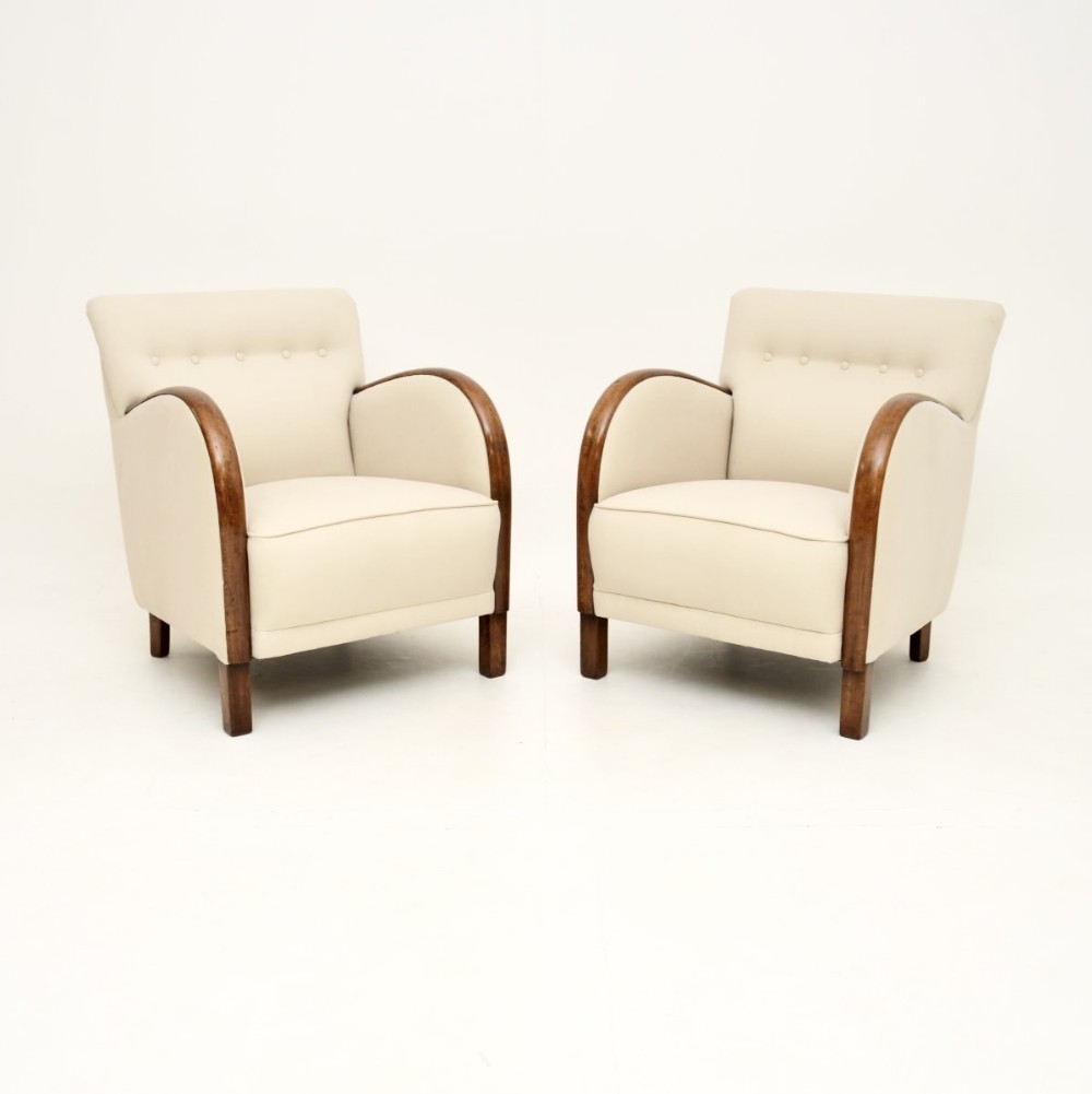 Pair of Art Deco Armchairs in Birch
