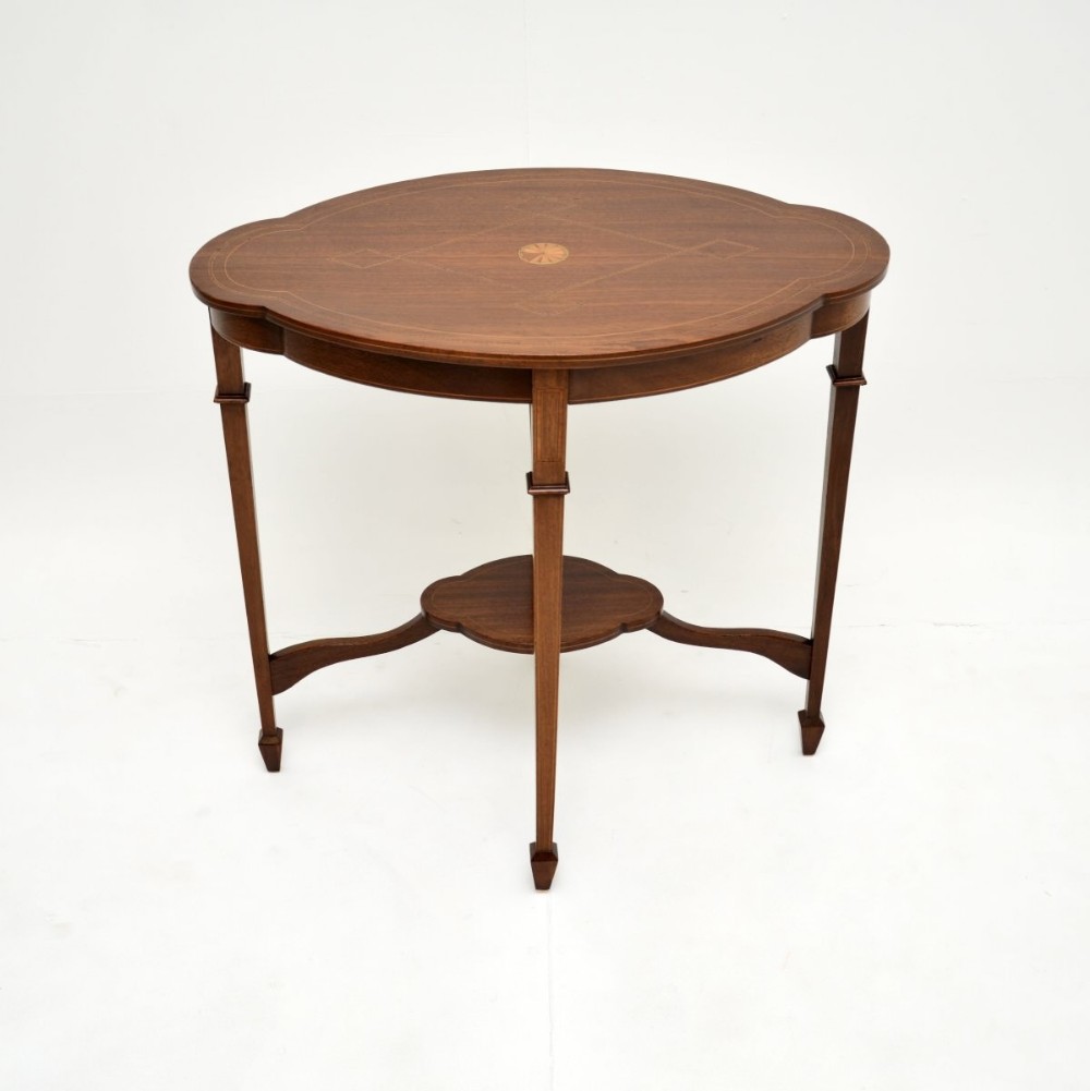 Antique Edwardian Inlaid Mahogany Occasional Side Table
