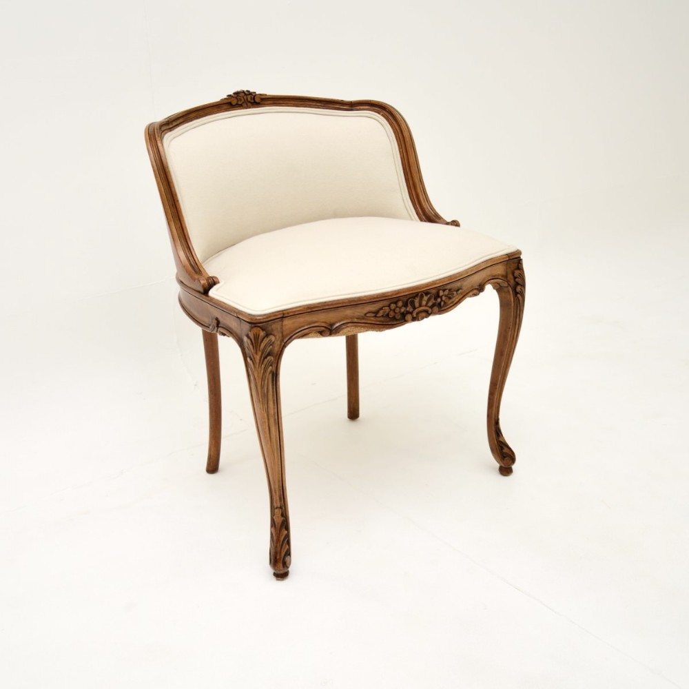 Antique French Carved Walnut Stool
