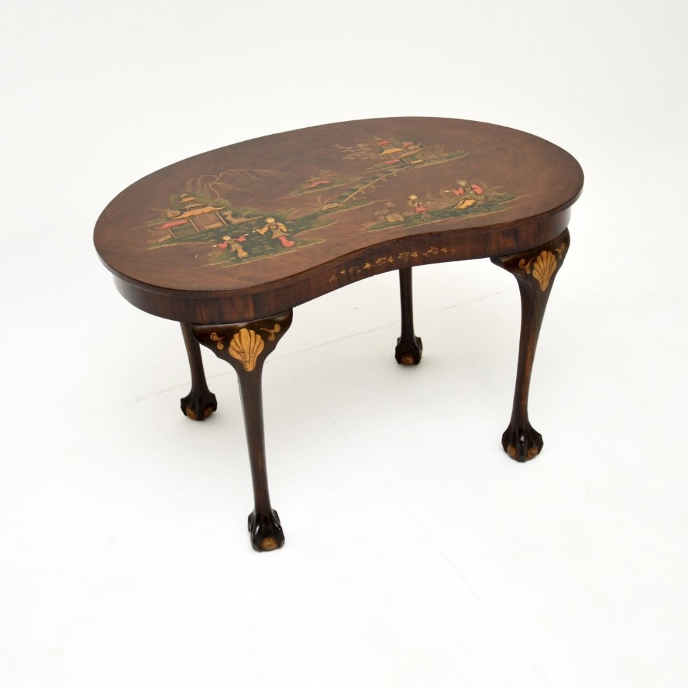 Antique Lacquered Chinoiserie Kidney Shaped Coffee Table
