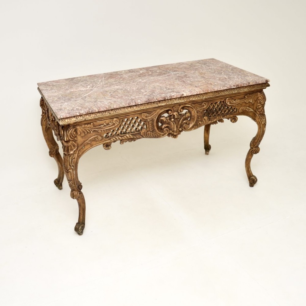 Antique French Marble Top Console Table
