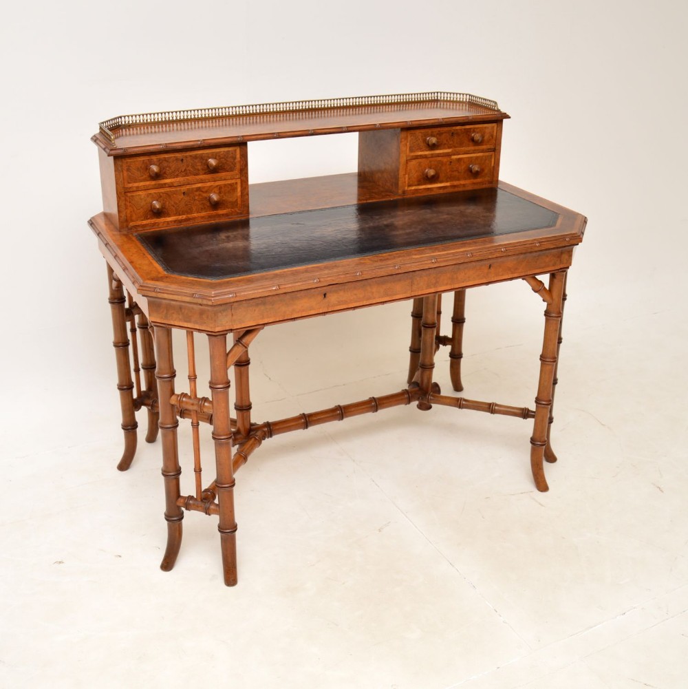 Antique Burr Walnut Desk by Howard & Sons