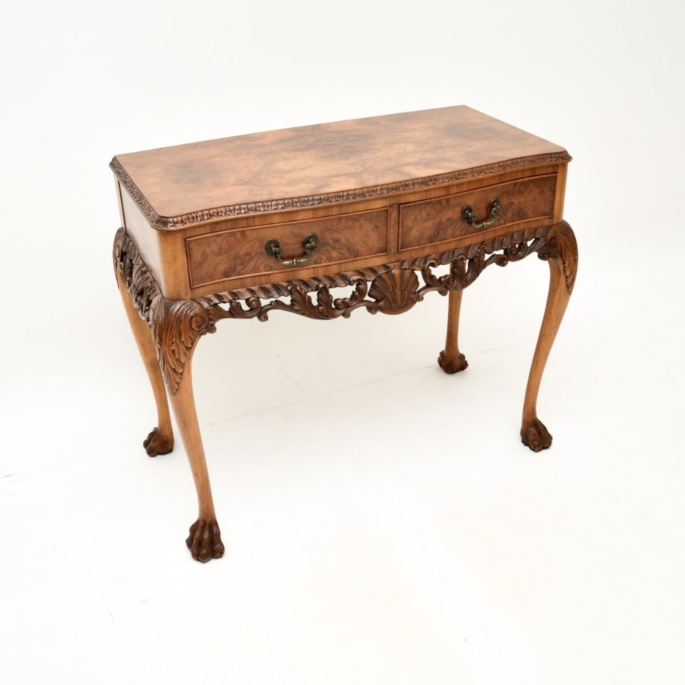 Antique Burr Walnut Console Side Table

