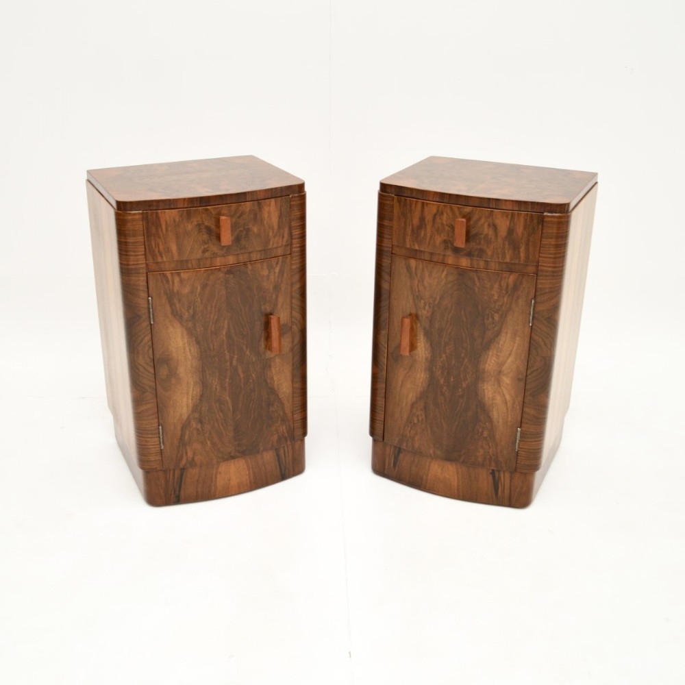 Pair of Art Deco Walnut Bedside Cabinets
