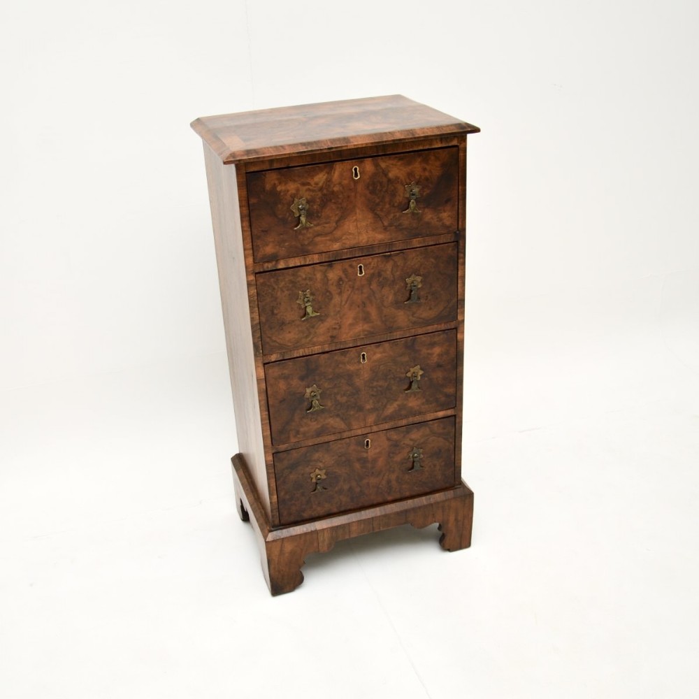 Antique Burr Walnut Slim Chest of Drawers
