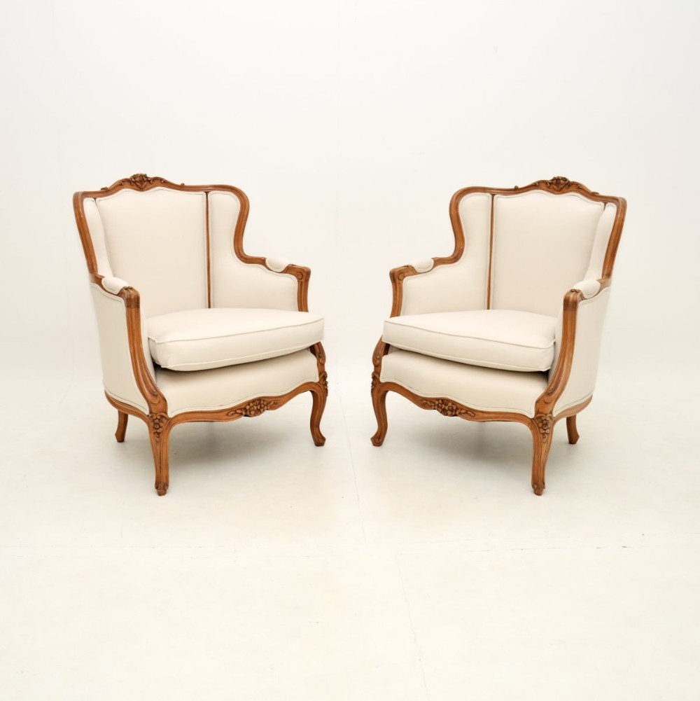 Pair of Antique French Walnut Armchairs
