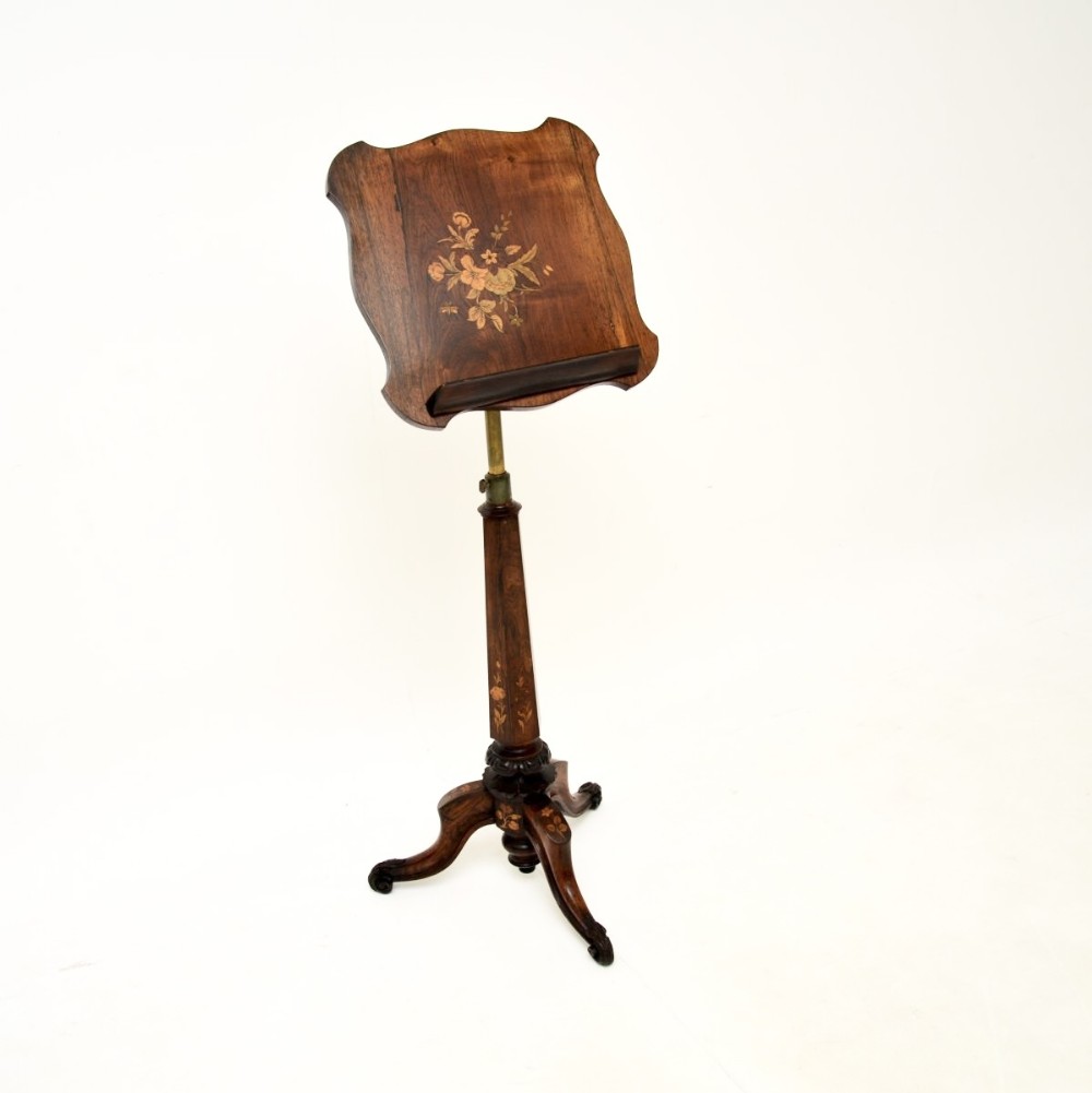 Antique Victorian Inlaid Rosewood Music Stand
