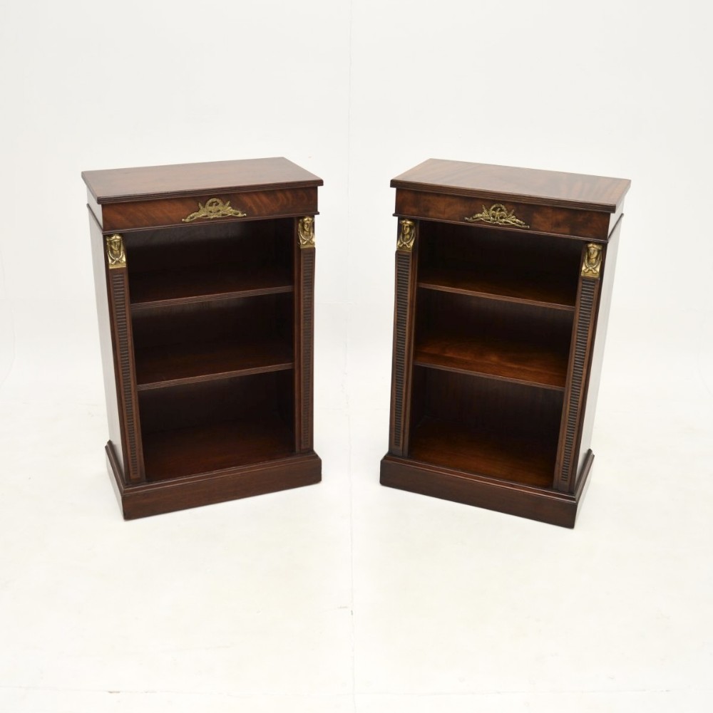 Pair of Antique Mahogany Neoclassical Open Bookcases
