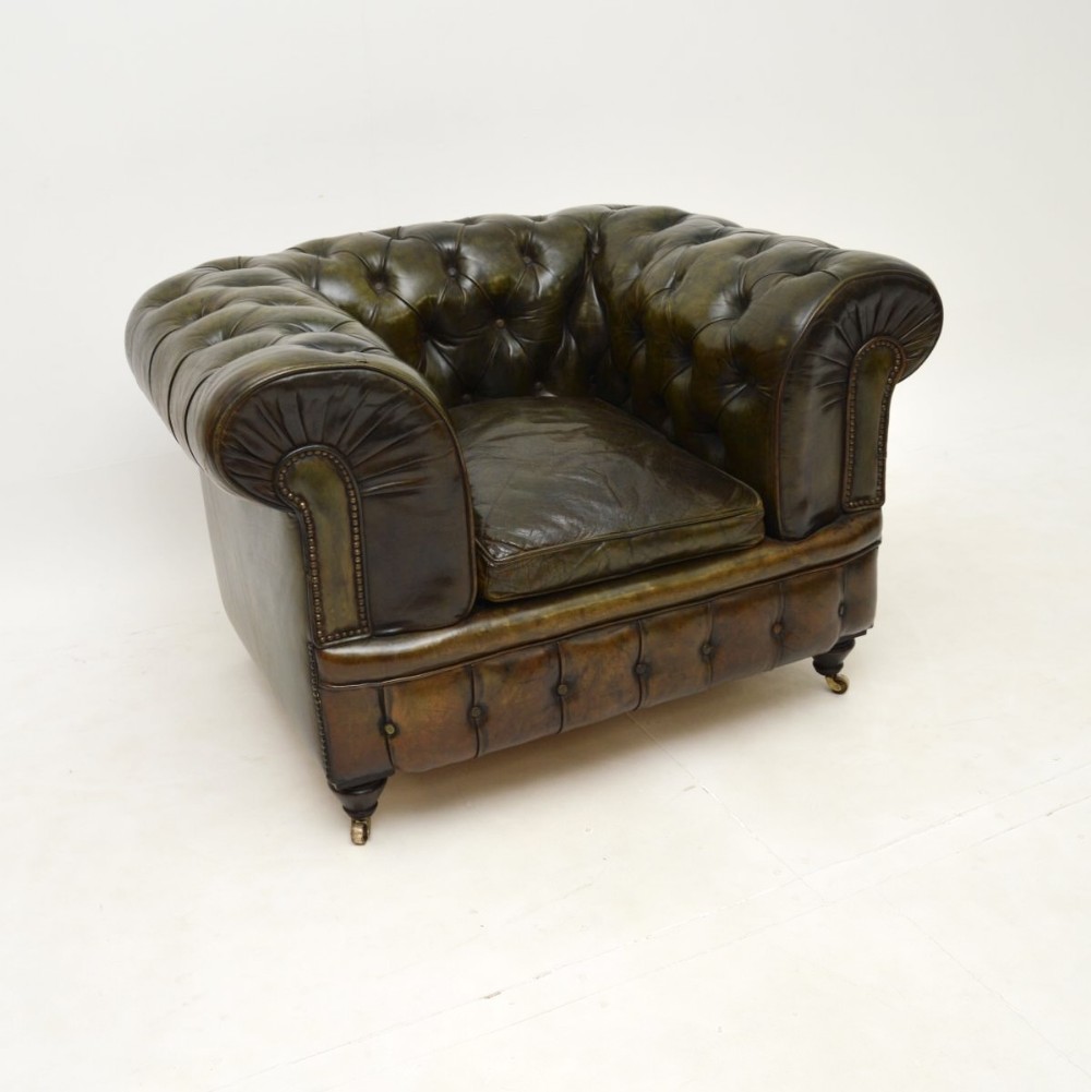 Antique Victorian Leather Chesterfield Armchair
