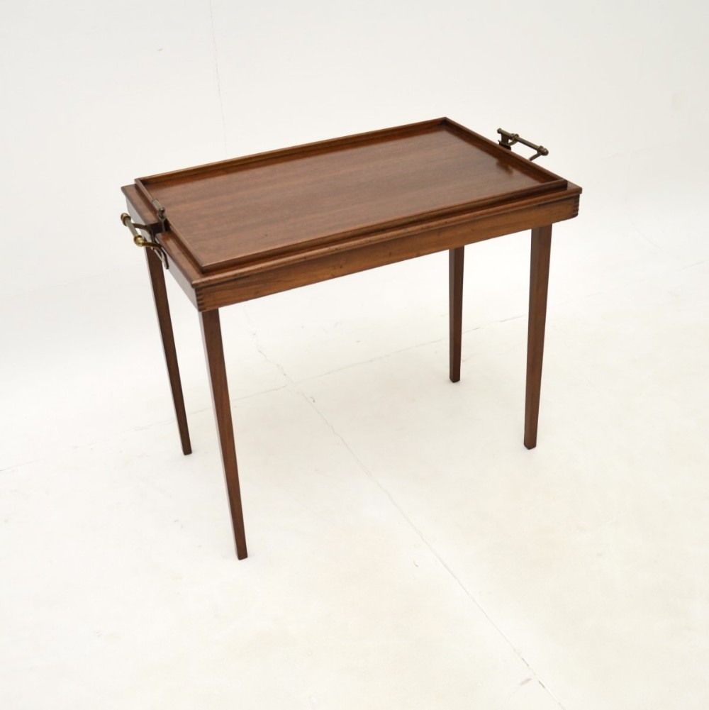 Antique Edwardian Mahogany Folding Tray Top Coffee Table
