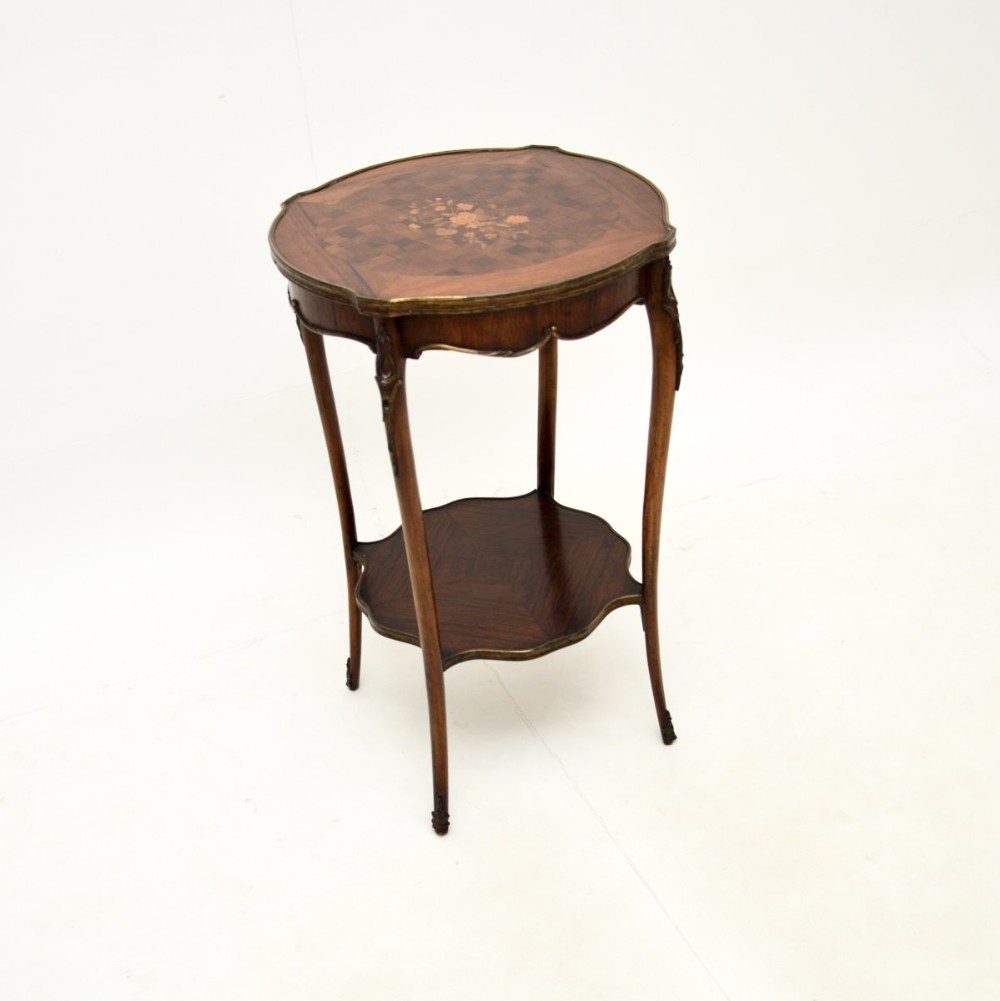 Antique French Inlaid Marquetry Occasional Side Table
