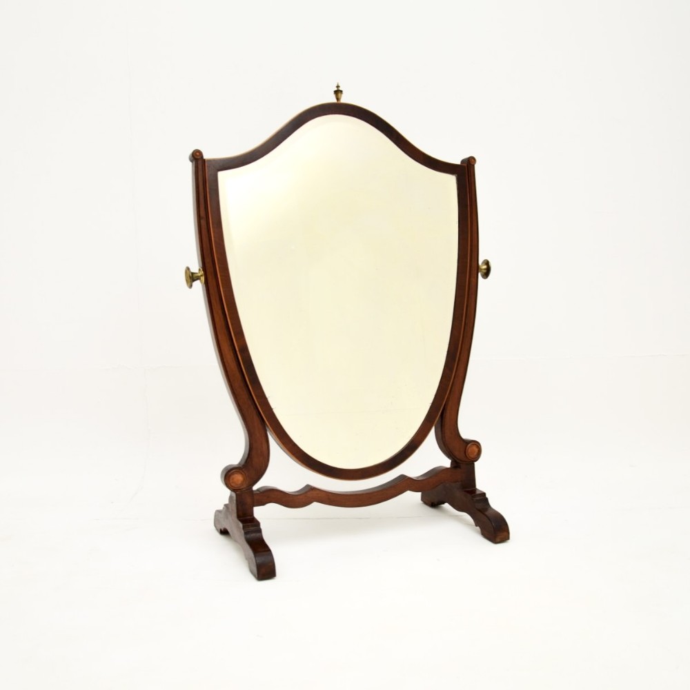 Antique Georgian Inlaid Mahogany Table Top Mirror
