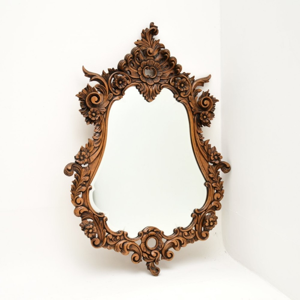Antique French Carved Walnut Mirror
