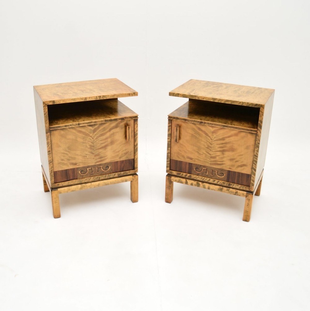 Pair of Swedish Art Deco Bedside Cabinets in Satin Birch
