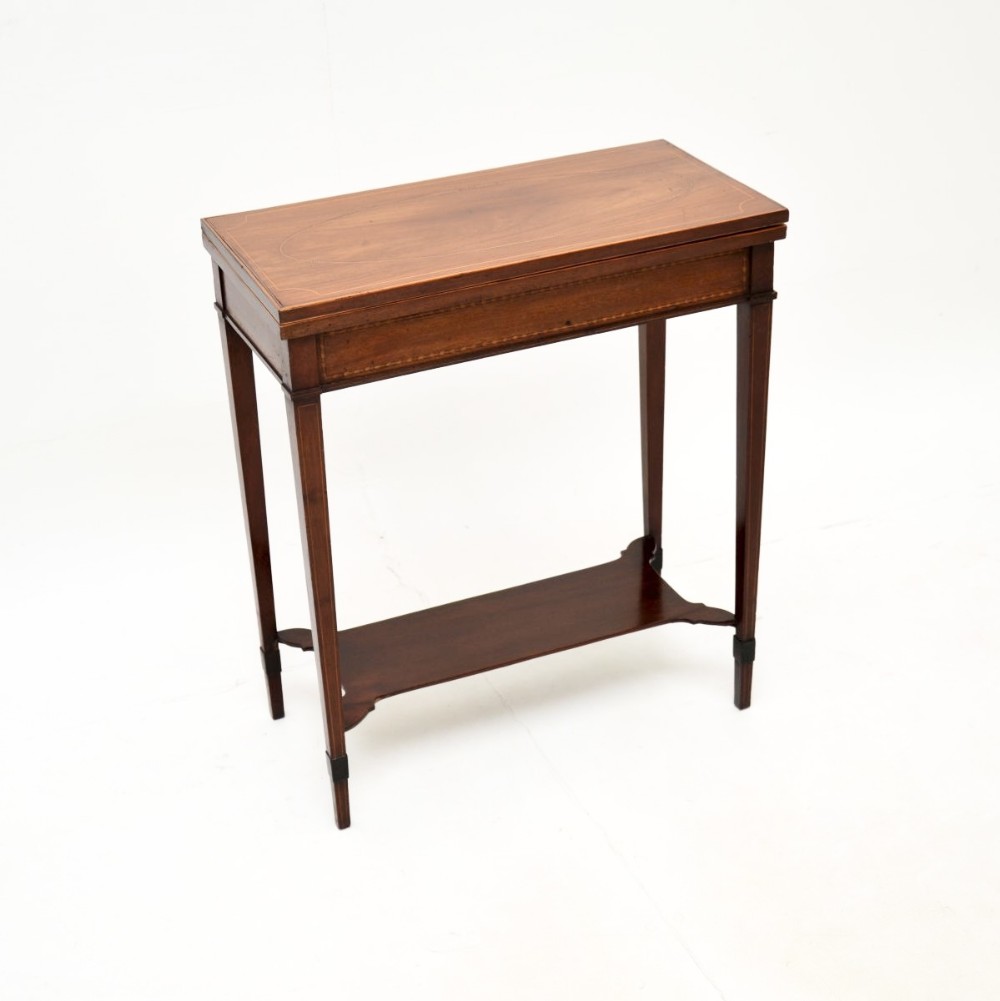 Antique Edwardian Inlaid Mahogany Card Table
