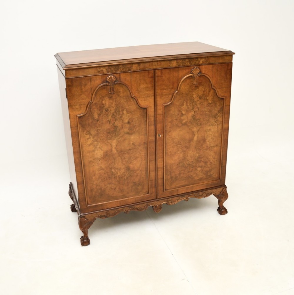 Antique Burr Walnut Queen Anne Style Cabinet
