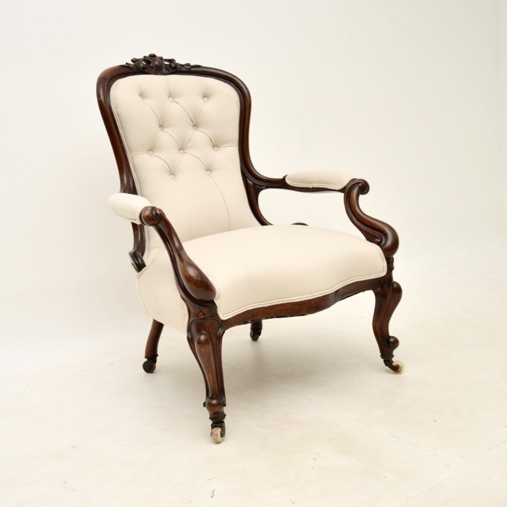 Antique Victorian Mahogany Spoon Back Armchair
