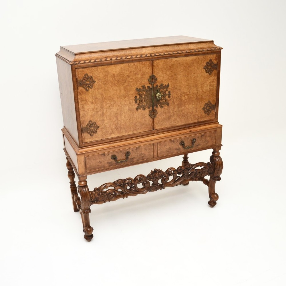 Antique Burr Walnut Cocktail Drinks Cabinet
