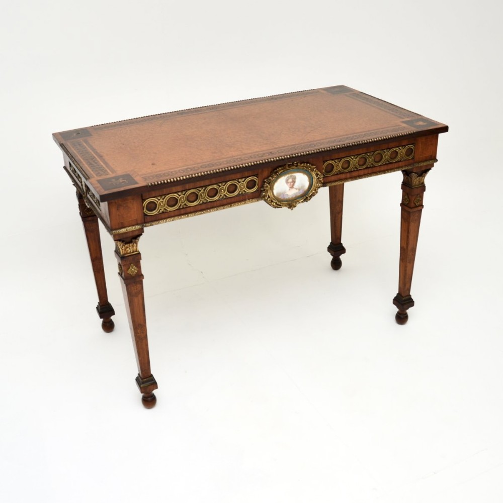 Antique French Inlaid Walnut Ormolu Mounted Writing Table
