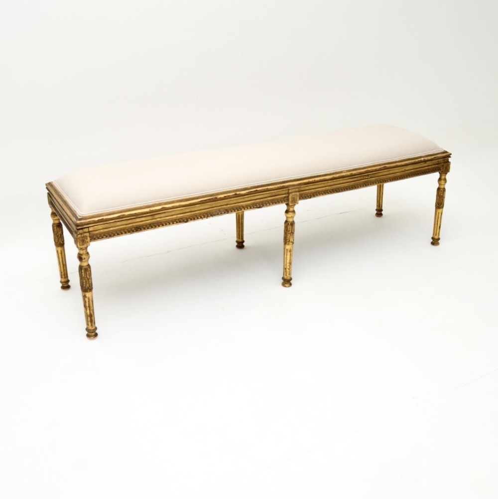 Antique French Carved Gilt Wood Stool
