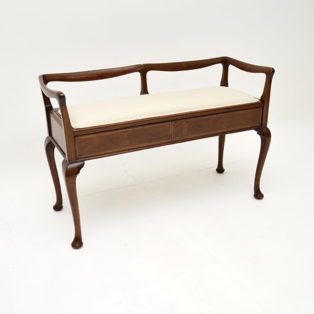 Antique Art Nouveau Mahogany Duet Piano Stool / Bench

