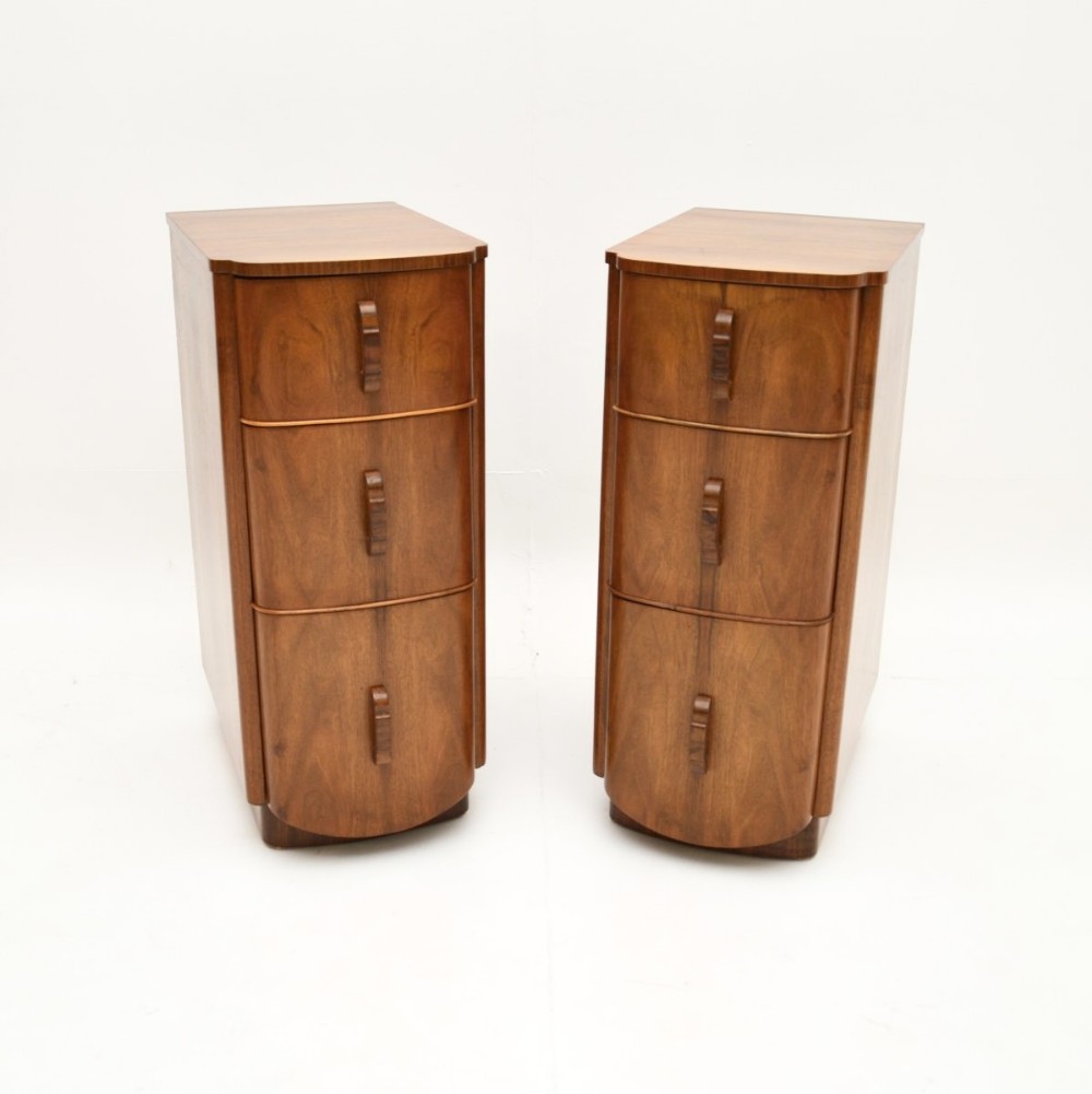 Pair of Art Deco Figured Walnut Bedside Chests
