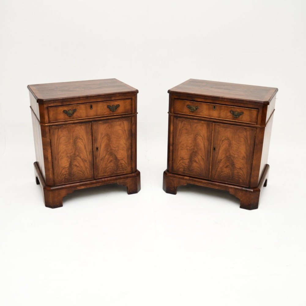 Pair of Antique Inlaid Walnut Bedside Cabinets
