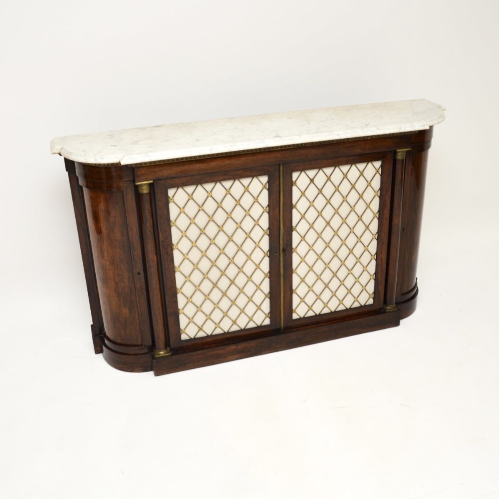 Antique Regency Period Marble Top Rosewood Sideboard
