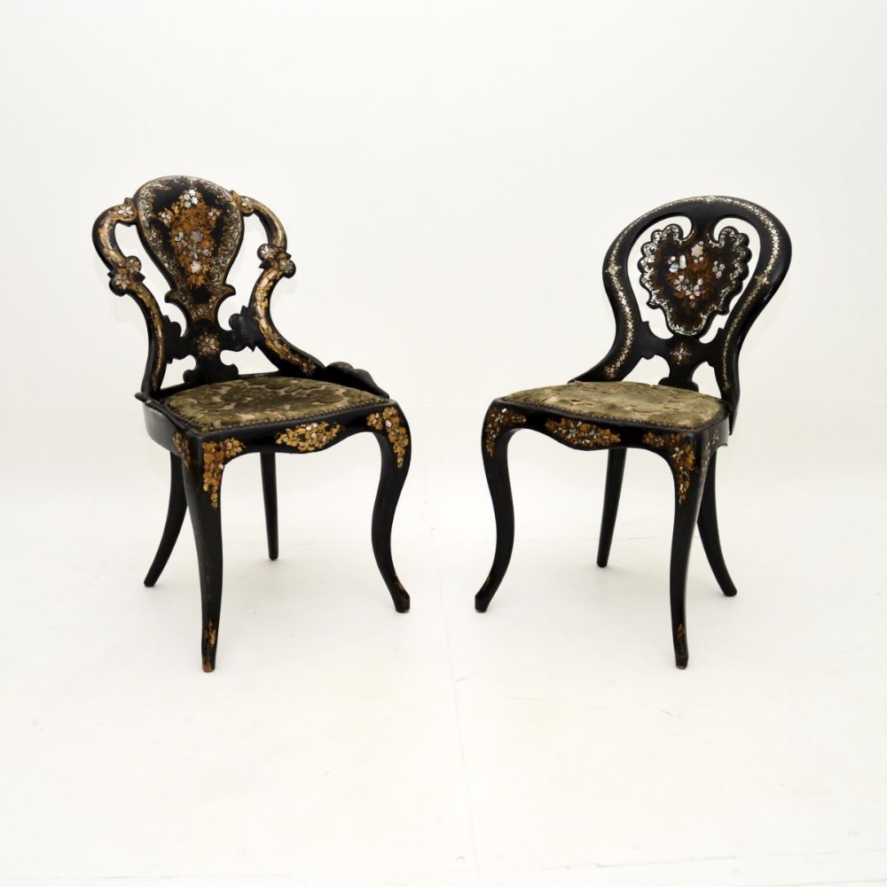 Pair of Antique Victorian Papier Mache Chairs
