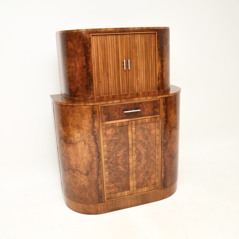 Art Deco Burr Walnut Cocktail Drinks Cabinet
