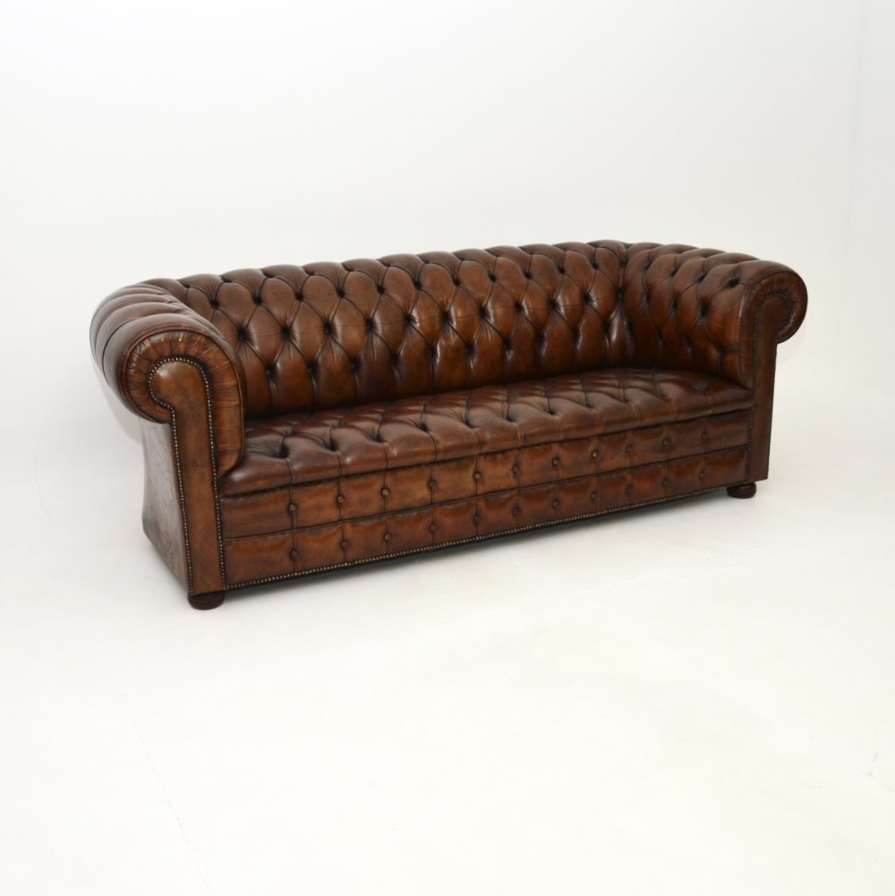 Antique Deep Buttoned Leather Chesterfield Sofa
