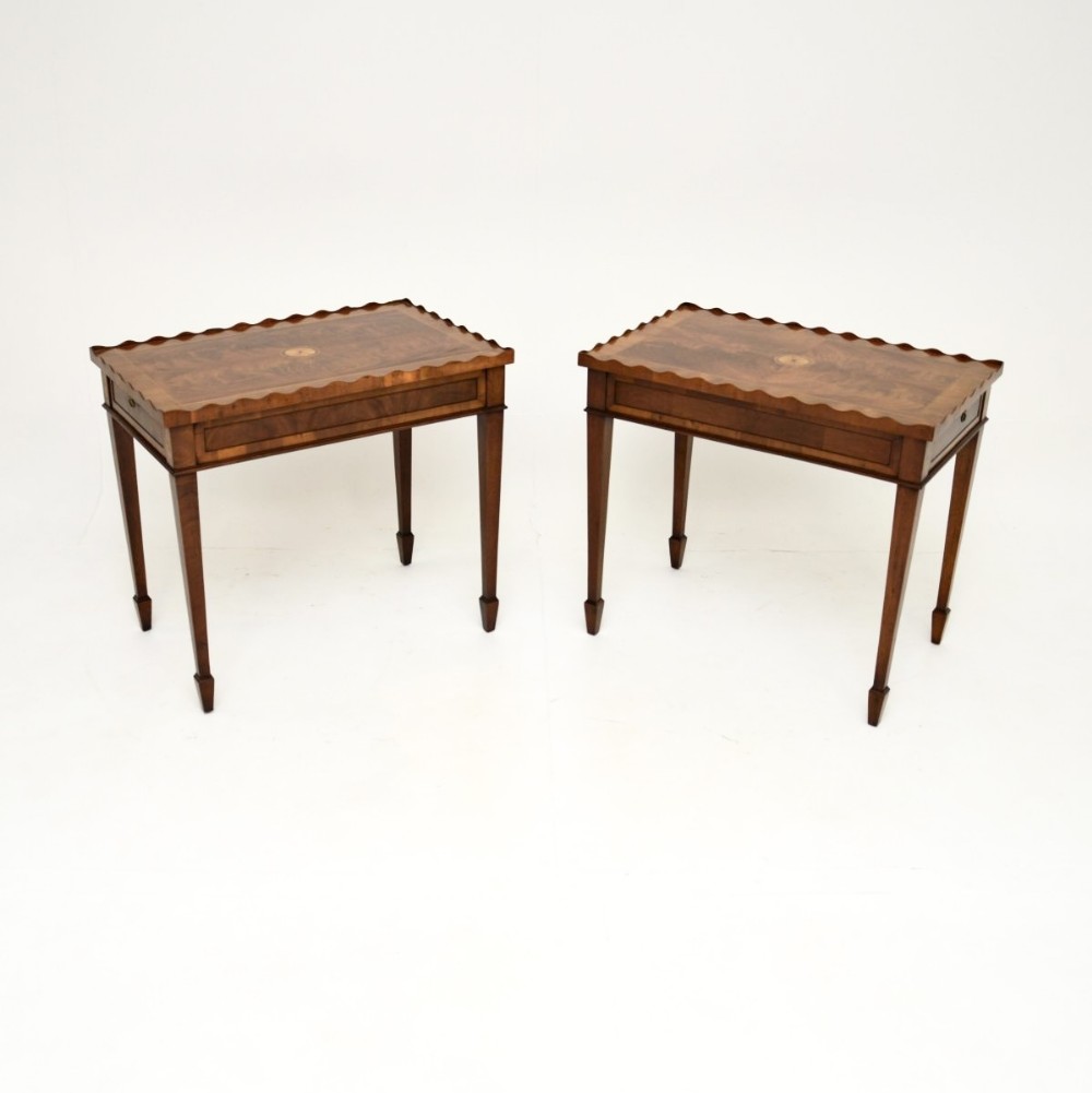 Pair of Antique Inlaid Mahogany Side Tables
