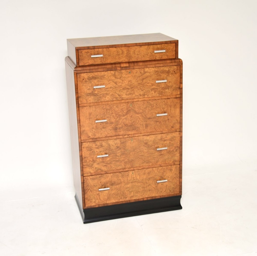 Art Deco Burr Elm and Walnut Chest of Drawers
