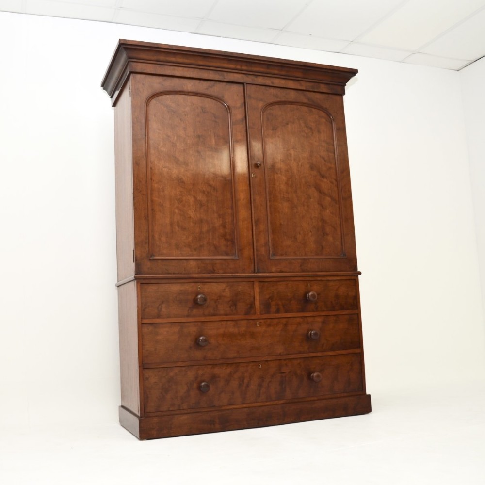 Antique Victorian Satin Birch Linen Press by H. Mawer & Stephenson Ltd
