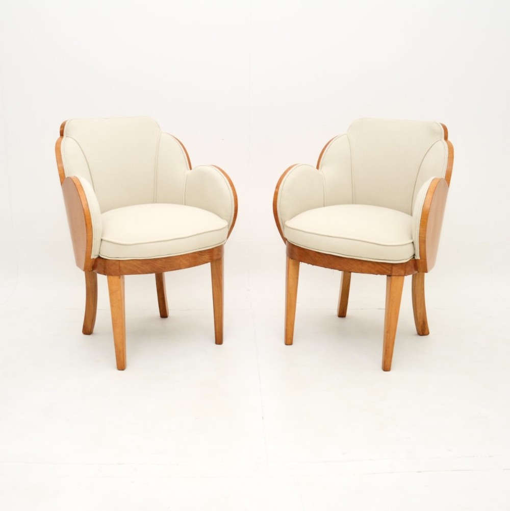 Pair of Art Deco Sycamore Cloud Back Armchairs by Epstein
