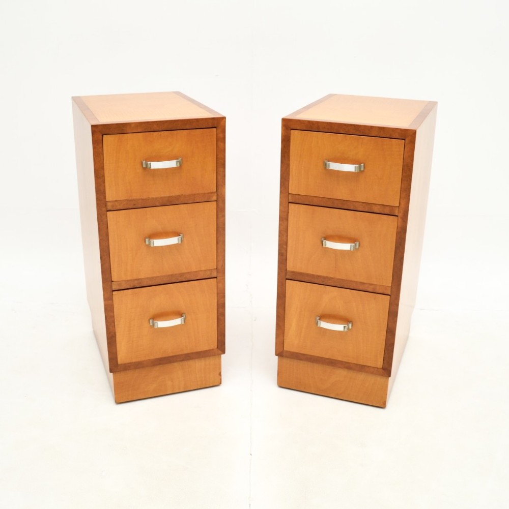 Pair of Art Deco Satinwood and Walnut Bedside Chests
