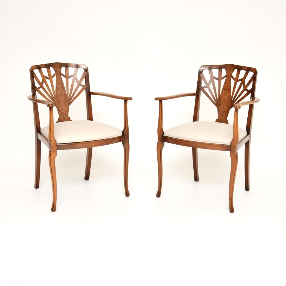 Pair of Art Deco Walnut Side Chairs
