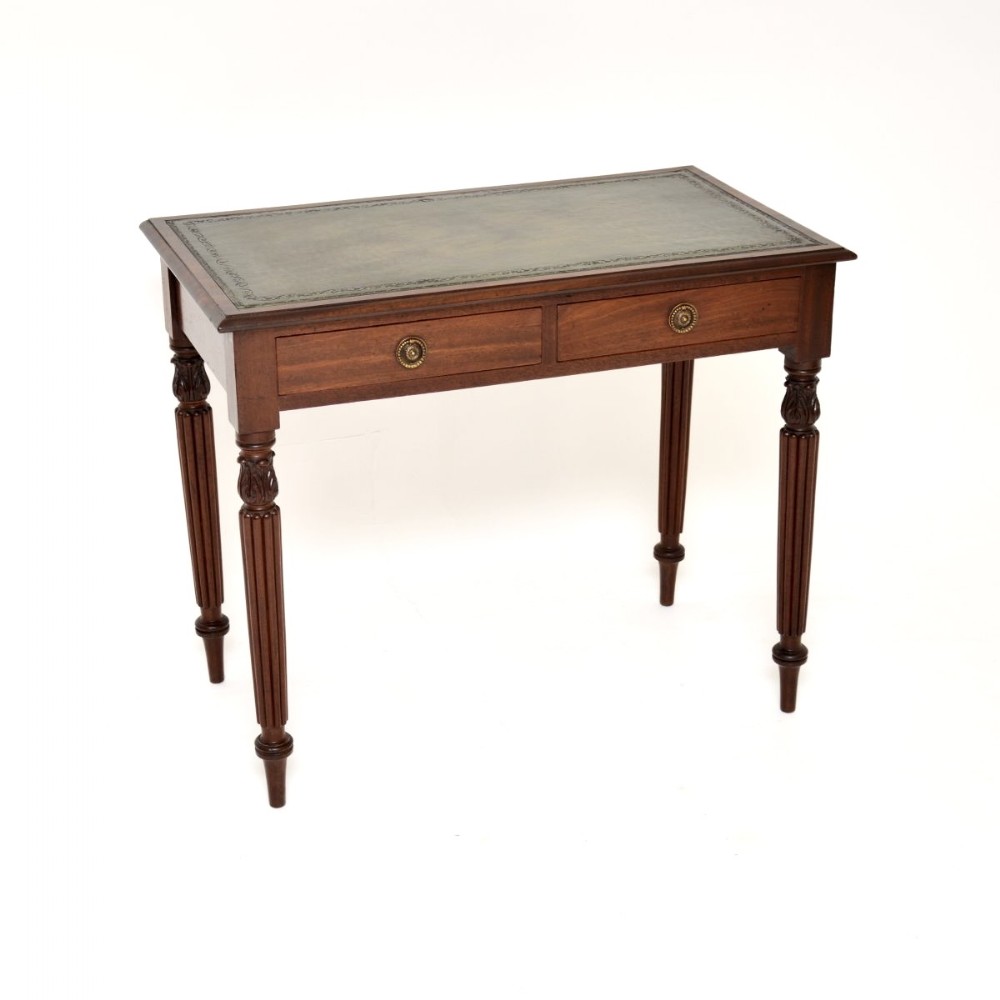 Antique Victorian Mahogany Leather Top Writing Table / Desk
