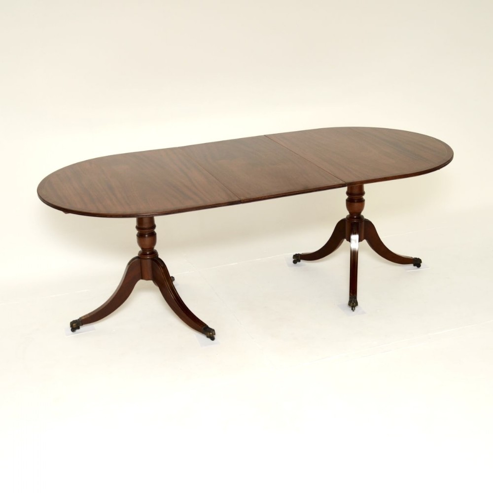 Antique Regency Style Mahogany Brass Inlaid Extending Dining Table
