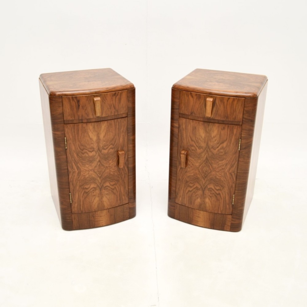 Pair of Art Deco Walnut Bedside Cabinets
